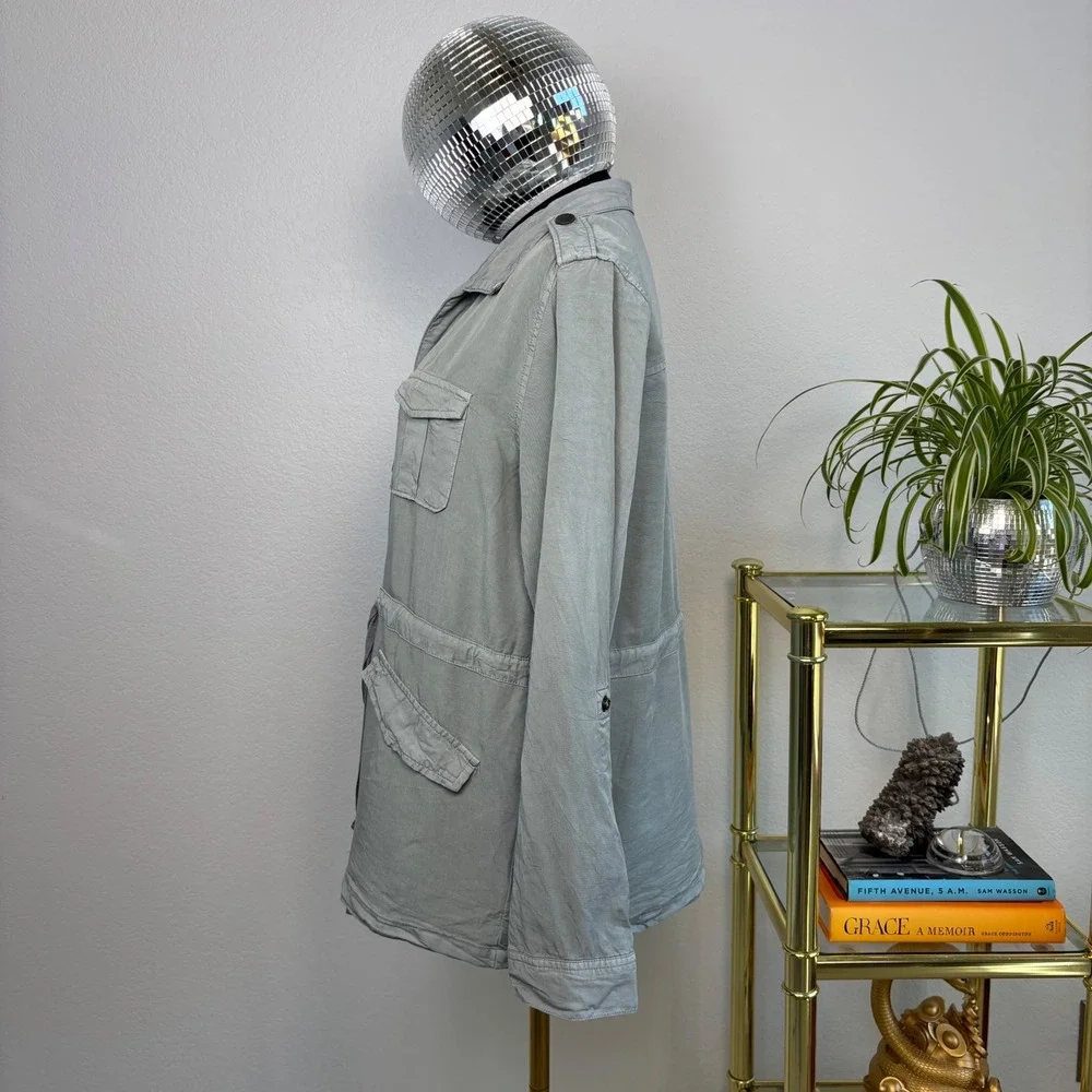 Sanctuary Utility Jacket, Sage Green Lyocell Medium | Drape‎ Safari Workwear